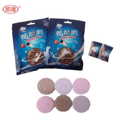 China Normal Oreo Cookies Three Layers Pressed Candy Taro Flavor Chocolate Flavor Strawberry Flavor Confectionery Candy for sale