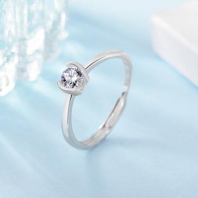 China CVD Diamond Proposal RING 925 CLASSIQUE Platinum Temperament Opening Geometric Silver Plated Ring for sale