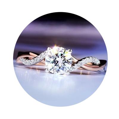 China CLASSIC Hot Selling Moissanite 925 Silver Ring Minimalist White Round Brilliant Cut Ring 1 Carat Good Quality for sale