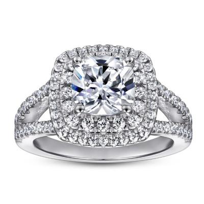 China China Top Quality CLASSIC Jewelry 1 Carat White Round Brilliant Cut Moissanite 925 Silver Couple Ring for sale