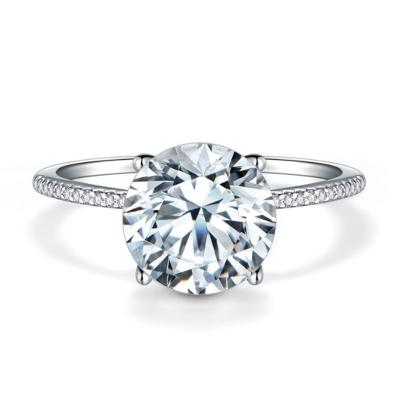 China CLASSIC High Quality Fine Jewelry 1 Carat White Round Cut Brilliant Moissanite 925 Silver Ring for sale