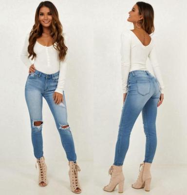 China Color Fade Proof Top Quality 2021 Stylish Denim Ripped Jeans Clothing For Women Jeans Clothing for sale