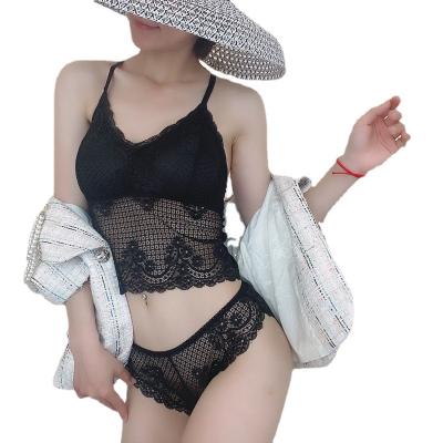 China New Design QUICK DRY Ladies Bralette Set Wholesale Women Lace Up Underwear Bra Set Deep V Women Bra Brief Set for sale