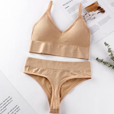 China Antibacterial Women's NO--thin Rims Antibacterial Women's Sexy Gathered Comfortable Triangle Cup Vest Underwear Bra Set for sale