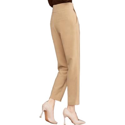 China Anti-wrinkle woman waist office pencil pants high quality wide leg zipper vintage top pants ladies casual trousers for sale