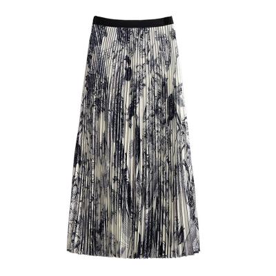 China Fashion anti-static high quality hot sale style elegant long pleated skirt knit woman pleated skirt for sale