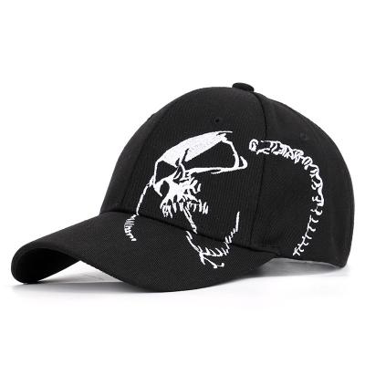 China breathable & 100% Cotton Unisex Skull Embroidery Fashion Baseball Cap Men's And Women's Outdoor Couples Sports Waterproof Covers Sun Hats for sale