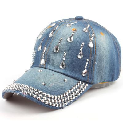 China breathable & Waterproof Korean cowboy hat with diamonds fashion hat baseball cap outdoor wholesale for sale