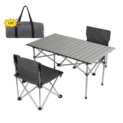 China Modern Portable Aluminum Outdoor Folding BBQ Camping Table And Chair Set For 3 Person for sale