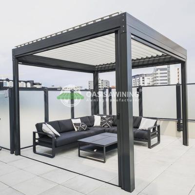 China Easily Assembled Factory Outdoor Living Remote Control Louvered Aluminum Pergola 3x3m For Garden Patio Deck for sale