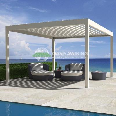 China Easily Assembled Waterproof Roof Pergola Louvered Roof Pergola With Electric Control Switch for sale