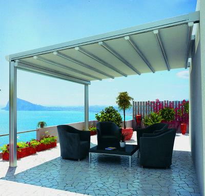 China LED Light Strips / Retractable Roof Pergola China Made Adjustable Opening Electric Balcony Pergola 3 x 4 Aluminum Retractable Pergola Terrace for sale