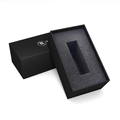 China Present Gift Watch Box Packaging Recyclable Luxury Original New Watch Box For Paper Box Made Wristwatches Black Gift Package With Lid for sale