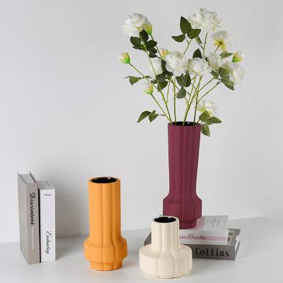 China 100% handmade modern simple creative flower arrangement Wide-mouth color Morandi ceramic vases in vase for sale