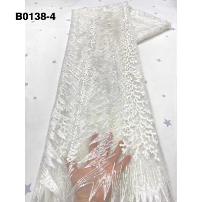 China Viable Pure White Sequin Dress Women Embroidery Tulle Wedding Lace African Sequined Cheap French Lace Fabric for sale