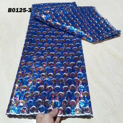 China 2021 November New Viable Sequined Ladies Lace Tulle Lace Fabric Blue Embroidered Net Dress Lace Fabrics for sale