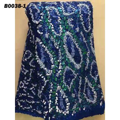 China Nigerian Bridal SequinTulle Lace Fabric Embroidery Viable Dress Lace Fabric for sale