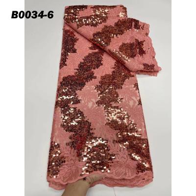 China Fast Sustainable Delivery Popular Polyester Embroidered Sequin Wedding African Lace Fabric for sale