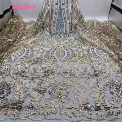 China Sustainable Sequin Sequin African Lace Fabric Nigerian Felicia Mesh For Women Dress Netting for sale