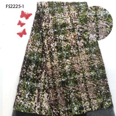 China Beautiful Viable Dress Making Lace Fabric In Colorful Nigerian Women Full Sequins Net Shine Lace Fabric for sale