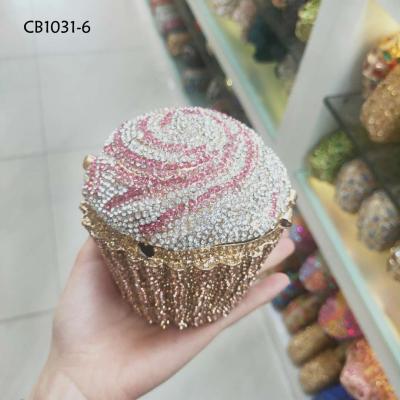 China shinny metal cake cup clutch handmade lady party wedding bags rainbow crystal bag from the crystals for sale