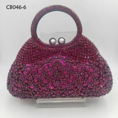 China Metal Design French Hot Pink Handbags Clutch Shinning Crystal Bridal Evening Clutch Bag For Wedding Day for sale