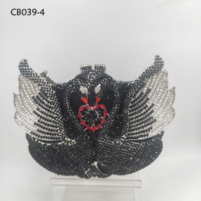 China Guangzhou metal felicia lady black swan good quality clutch stone handmade crystal evening clutches and clutches wedding for sale