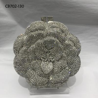 China Metal Best Selling Silver Stones Clutch Bag 2019 Evening Crystal Purse Wedding Bags With Chain for sale