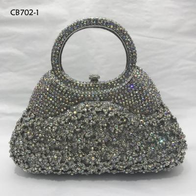 China Silver Crystal Shiny Metal Wedding Party Handbag Evening Clutch Bag Purse For Lady for sale