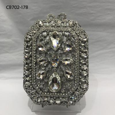 China Silver Metal Nigerian Wedding Purse Evening Clutch Bag Queen Rhinestones Crystal Metal Handbag for sale