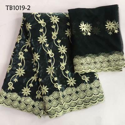 China 2019 flowers women clothes women anti-static black embroidered bazin riche riche fabric with stones 5 yards bazin 2 yards blouse set for sale