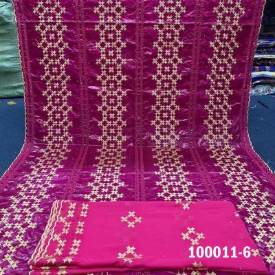 China 2021 new next color embroidery design stones fuchsia indian clothing raw silk double faced saree lace fabric with blouse for sale