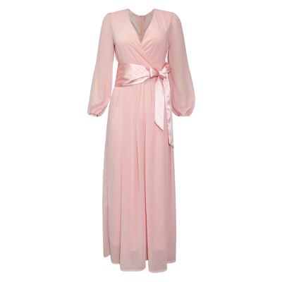 China Breathable Hot Selling Long Dress Pink Chiffon Plus Size Women's Dresses for sale