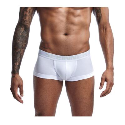 China Fashion Breathable Sexy Underwear Custom Men's Low Waist Boxer Ribbed Cotton Solid Color Boxer for sale