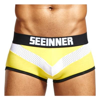 China Breathable Custom Boxer Trunks Mesh Patchwork Boxer Short Men Fashion Underwear Boxer Shorts Male (No Pad) for sale