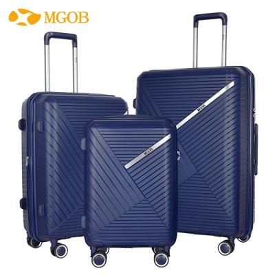 China MGOB Set 3 Pcs Fashionable Luxury Travel Trolley 1 Bags PP Carry On Luggage Checked Plastic Suitcase Sets With 20/24/28 Inch for sale