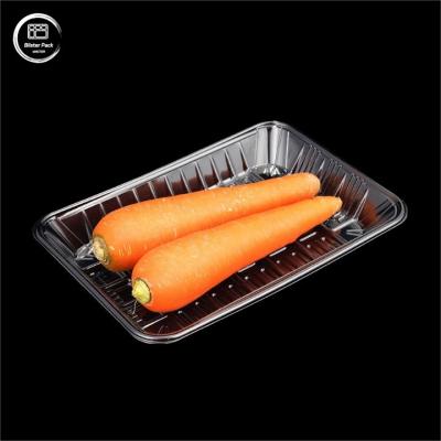 China Premium Quality PET Food Grade Rectangular Disposable Veggie Tray Clear Perfect Without Cover for sale