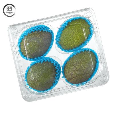 China 4 stukken avocado fruit verpakkingscontainers wegwerpbare transparante mosselen schelp ontwerp met scharnieren Te koop