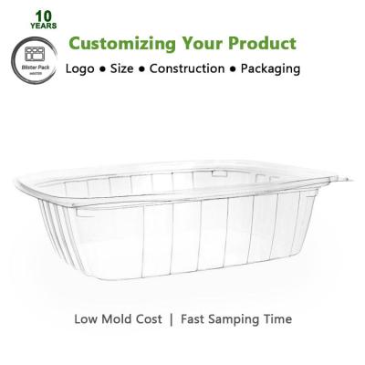 China 100% PLA Biodegradable Clamshell Containers Compostable Clear Hinged Boxes for Fruits and Vegetables for sale