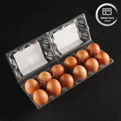 China 12 verpakkingen Persoonlijke PET-eieren Plastic Thermoformed Trays Kartonnen / Tientallen eierenverpakkingen Te koop