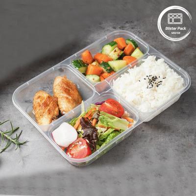 China 4 Compartimiento de plástico desechable Bento Box Hotel & Restaurante Preparación de comidas y contenedores para llevar en venta