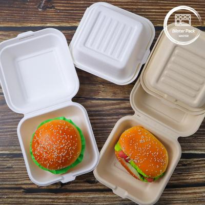 Cina Eco-friendly Biodegradable Sugarcane Bagasse Clamshell Container per cibo da asporto per ristoranti in vendita