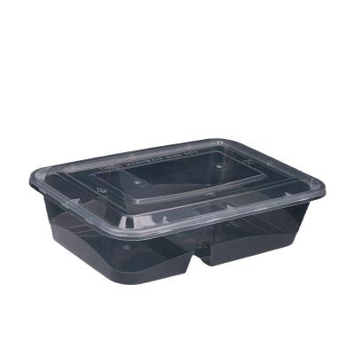 China Disposable Two-Compartment Food Container PP Plastic Bento Lunch Box for Takeout Custom Order for sale