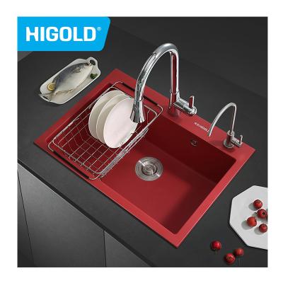 China Without Faucet Red Quartz Sink Kitchen With Faucet Sink Customized OEM Brand Strength for sale