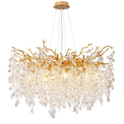 China Luxury Copper Pendant Light Chandelier Lighting Accessories Post Modern Crystal Ceiling Light Vacuum Pendant Lamp Chandeliers for sale