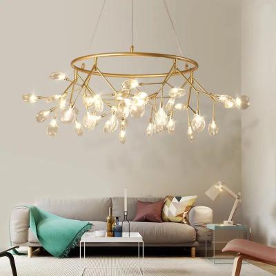 China Modern Nordic Hotel Style Chandelier Home Dining Room Pendant Light Led Firefly Shape Hanging Acrylic Chandelier for sale