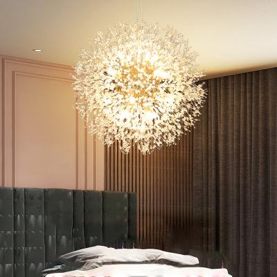 China Qingyang Florence Wrought Iron Flush Mount Nordic Minimalist Crystal 3 Pendant Lights Luxury For Living Room Pendant Lamps for sale