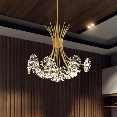 China 2022 Modern Large Branch Nordic Vintage Led Brass Gold Dining Hotel Ceiling Chandeliers Luxury Living Room Pendant Light Modern Crystal Chandeliers for sale