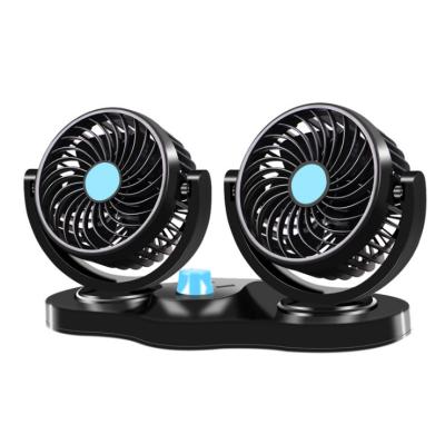 China 360 Universal Easy Fit DC12V/24V 4inch5inch Double Swivel Car Fan 360Degree Rotating Dual Car Fan Summer Dashboard Fan Low Noise Car for sale