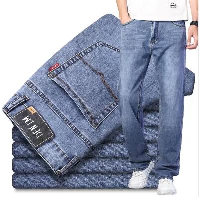 China 2023 Mens High Top Straight Leg Jeans Summer Stretch Breathable Loose Ultrathin Plus Size Casual Pants for sale